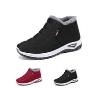 Women's Warm Sheepskin-Lined Boots, Winter Women's Casual Slip-On Warm Boots, Orthopedic Walking Fur Fuzzy Thermal Soft Booties,Wide Warm Arch Support Shoes (black,38)