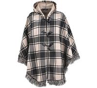 Womens Warm Winter Fleece Hooded Cape Check Poncho Hoodie S-XXL (as8, alpha, l, regular, regular, Beige)
