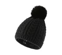 Women's Warm Winter Hat - Knitted Hats for Women with Bobble - Thin Hat Women's Hiking Cotton Hat Wool Hat Lightweight Chunky Knit Winter Hats Wool Hat Knitted Hat Unisex Winter Beanie, black, One