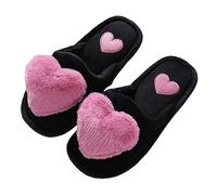 Women's Warm Winter Heart-Shaped Slippers, Casual, Comfortable, Lightweight, Non-Slip Slippers, Closed House Felt Slippers, purple, 8 UK