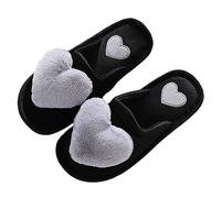 Women's Warm Winter Heart-Shaped Slippers, Casual, Comfortable, Lightweight, Non-Slip Slippers, Closed House Felt Slippers, gray, 4 UK