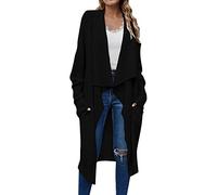 Women's Warm Winter Sweater Cardigan Maxi Long Knitted Solid Open Front for Women Trench Coats for Women Fashion Petite, Black, S