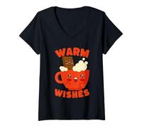 Women's Warm Wishes Hot Chocolate Winter Holiday V-Neck T-Shirt
