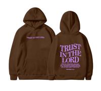Womens Warm Workout Hoodies Trust In The Lord Fleece Lined Hooded Clothes Cold Weather Gear Insulated Letter Trendy Graphic Jesus Christian Tops Cool with Hood Thermal Personalized Coffee