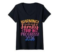 Womens Warning Family Trip in Progress 2026 V-Neck T-Shirt
