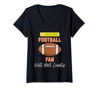 Women's Warning Football Fan Will Yell Loudly V-Neck T-Shirt