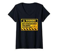 Women's Warning I May Spontaneously Talk About Electric Cars Lover V-Neck T-Shirt