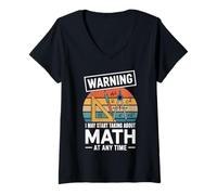 Womens Warning I May Start Talking About Math V-Neck T-Shirt