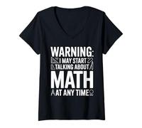 Womens Warning I May Start Talking About Math V-Neck T-Shirt