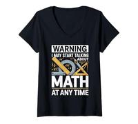 Womens Warning I May Start Talking About Math V-Neck T-Shirt