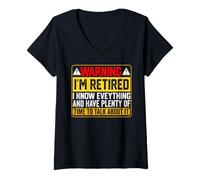 Women's Warning I'm Retired I Know Everything and Have Plenty of Tim V-Neck T-Shirt