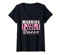 Womens Warning Line Dance Queen Country Music V-Neck T-Shirt