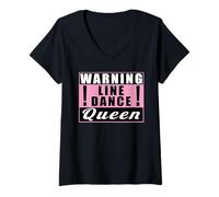 Womens Warning Line Dance Queen Country Music V-Neck T-Shirt