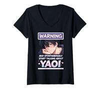 Women's Warning May Spontaneously Start Talking About Yaoi V-Neck T-Shirt