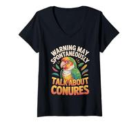 Women's Warning May Spontaneously Talk About Conures Conure V-Neck T-Shirt