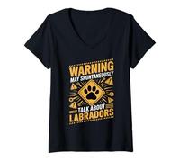 Women's Warning May Spontaneously Talk About Labradors Labrador V-Neck T-Shirt