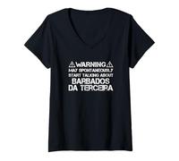 Womens Warning May Start Talking About Barbados da Terceira V-Neck T-Shirt