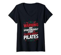 Womens Warning May Start Talking About Pilates Holiday Edition V-Neck T-Shirt
