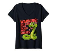 Womens Warning: May Suddenly Start Talking About Snakes Animal V-Neck T-Shirt