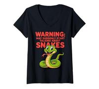 Womens Warning: May Suddenly Start Talking About Snakes Enthusiasts V-Neck T-Shirt