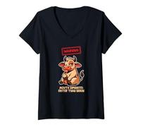 Womens Warning Mouth Operates Faster Than Brain V-Neck T-Shirt