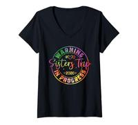 Womens Warning Sisters Trip in Progress 2026 V-Neck T-Shirt