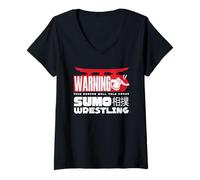 Women's Warning This Person Will Talk About Sumo Wrestling V-Neck T-Shirt