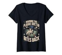 Women's Warning This Plague Doctor Bites Back Doctor Physician V-Neck T-Shirt