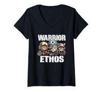 Womens Warrior Ethos a Cat Ethos and Funny Cat Shirt for Cat Lovers V-Neck T-Shirt