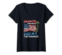 Women's Warrior Honor the Dead Heal the Wounded US Veteran V-Neck T-Shirt
