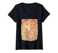 Womens Warsaw Mermaid Folk Art Polska Myth Warrior V-Neck T-Shirt