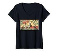 Womens Warsaw Poland - Vintage Travel Poster Style V-Neck T-Shirt