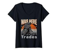 Women's was Here Trades Worker V-Neck T-Shirt