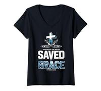 Women's Washed By The Water Baptism Bible Verse Baptized Christian V-Neck T-Shirt