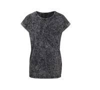 Build Your Brand Ladies Acid Washed Extended Shoulder Tee, Women’s T-Shirt, darkgrey white, S - BY053-01259-0051