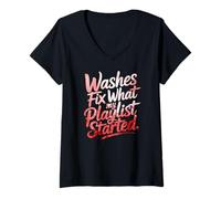 Women's Washes FIX What My Playlist Started V-Neck T-Shirt