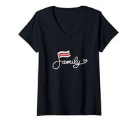 Women's Washington, D.C. Family Washingtonian Flag Heritage Word Art V-Neck T-Shirt