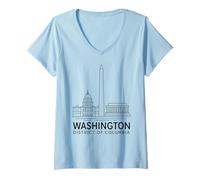 Womens Washington DC Lincoln Memorial USA Historical Capitol Art V-Neck T-Shirt