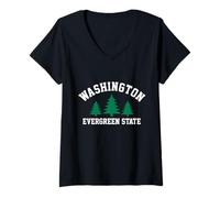 Womens Washington The Evergreen State PNW V-Neck T-Shirt