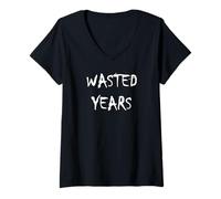 Womens Wasted Years Heavy Metal V-Neck T-Shirt