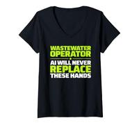 Women's Wastewater Operator Never Replace V-Neck T-Shirt