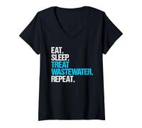 Women's Wastewater Treatment Plant Operator Eat Sleep Routine V-Neck T-Shirt
