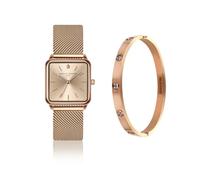 Women's watch and earring set Amelia Parker Gold Plaza Rose 18x18 mm