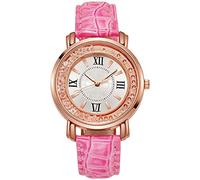 Womens Watch Clearance,Women Easy Read Everyday Watch with Roman Numbers Creative Fashion Female Watch PU Leather Analog Quartz Wrist Watch Personalised Gifts,Hot Pink,A5K33A