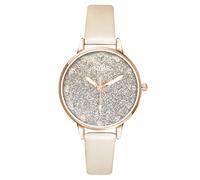 Women's Watch Fashion Colorful Starry Dial Luxury Women's Quartz Watch Leather Strap Shiny Starry Dial Simple Ladies Casual Watch Jewelry Women's Gift (C)