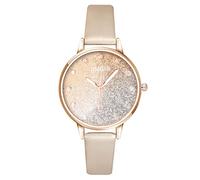 Women's Watch Fashion Colorful Starry Dial Luxury Women's Quartz Watch Leather Strap Shiny Starry Dial Simple Ladies Casual Watch Jewelry Women's Gift (E)
