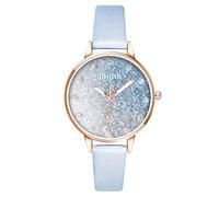 Women's Watch Fashion Colorful Starry Dial Luxury Women's Quartz Watch Leather Strap Shiny Starry Dial Simple Ladies Casual Watch Jewelry Women's Gift (B)