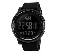Womens Watch Numbers Fashion Men's Boy LCD Digital Stopwatch Date Rubber Sport Wrist Watch Runners Watch (Black, One Size)