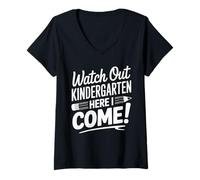 Womens Watch Out Kindergarten Here I Come V-Neck T-Shirt