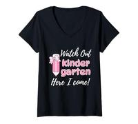 Womens Watch Out Kindergarten here I Come V-Neck T-Shirt